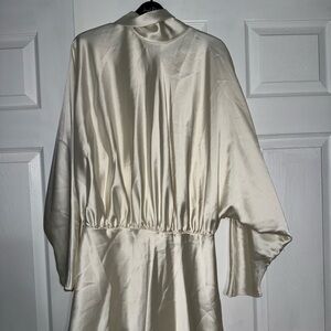 Zara Satin Cream Kimono-Style Mini Dress